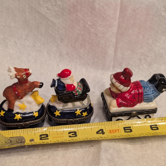 3 Christmas Hinged Trinket Boxes. Santa, Sledding, Rudolph Reindeer - Picture 8 of 10
